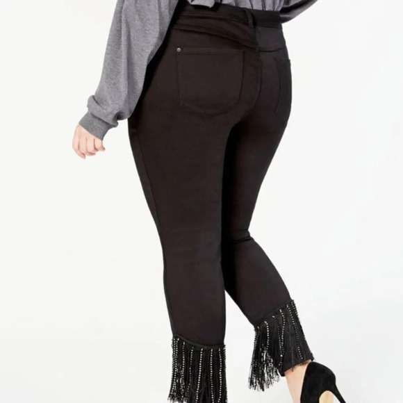 INC Women's Plus Fringe Mid-Rise Skinny Jeans 24W - Picture 2 of 4